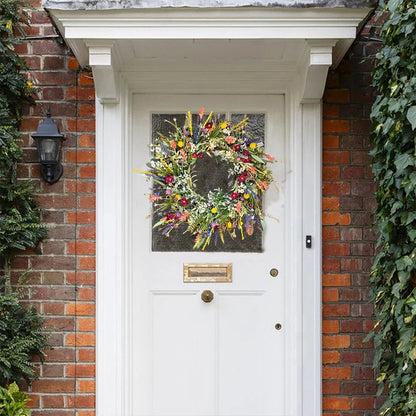 FLORASPIRE – Lush decorative door wreath with realistic blossoms & year-round charm