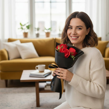 HOMEBLOOM – Artificial Bouquet with Rose Soap Flowers for Valentine's Day and Luxury Decoration