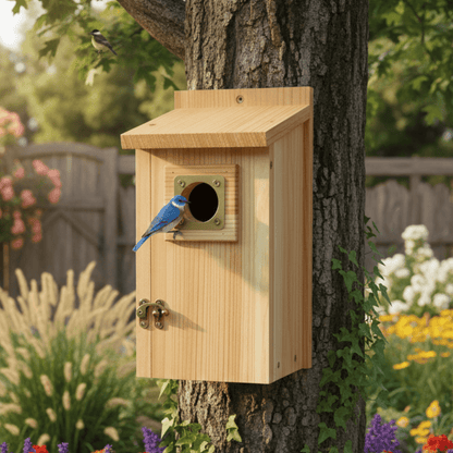 SKYDWELL – Cedar Wood Nesting House for Blue Jays, Swallows, and Small Birds