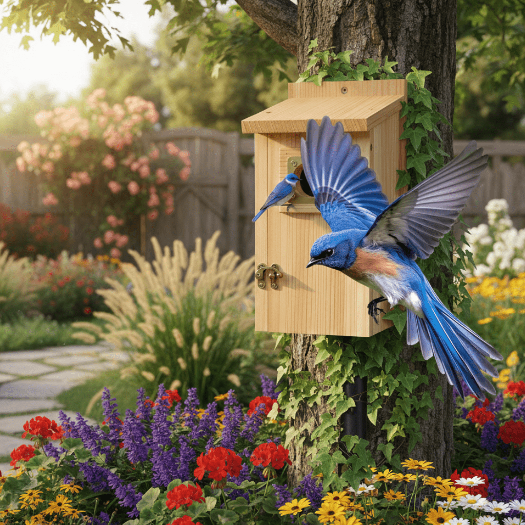 SKYDWELL – Cedar Wood Nesting House for Blue Jays, Swallows, and Small Birds
