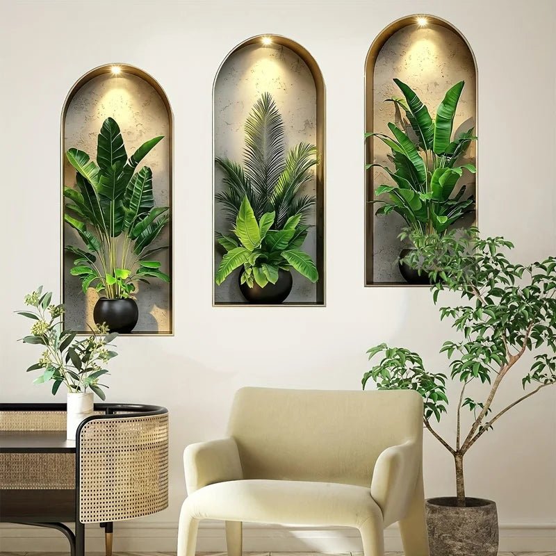 LEAFHARMONY – Lifelike 3D Plant Wall Stickers for Natural Room Design