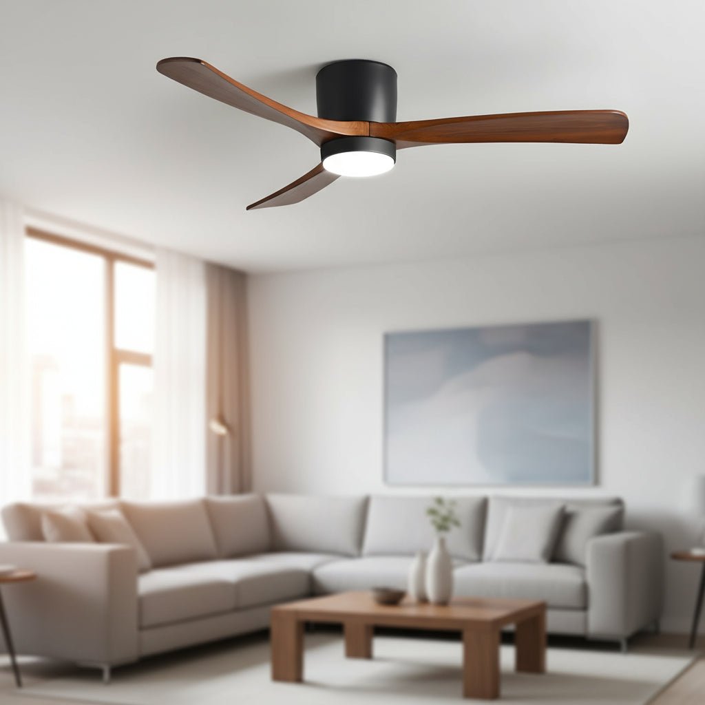 SCANDIAIR – Modern LED ceiling fan with sleek wood finish and gentle lighting