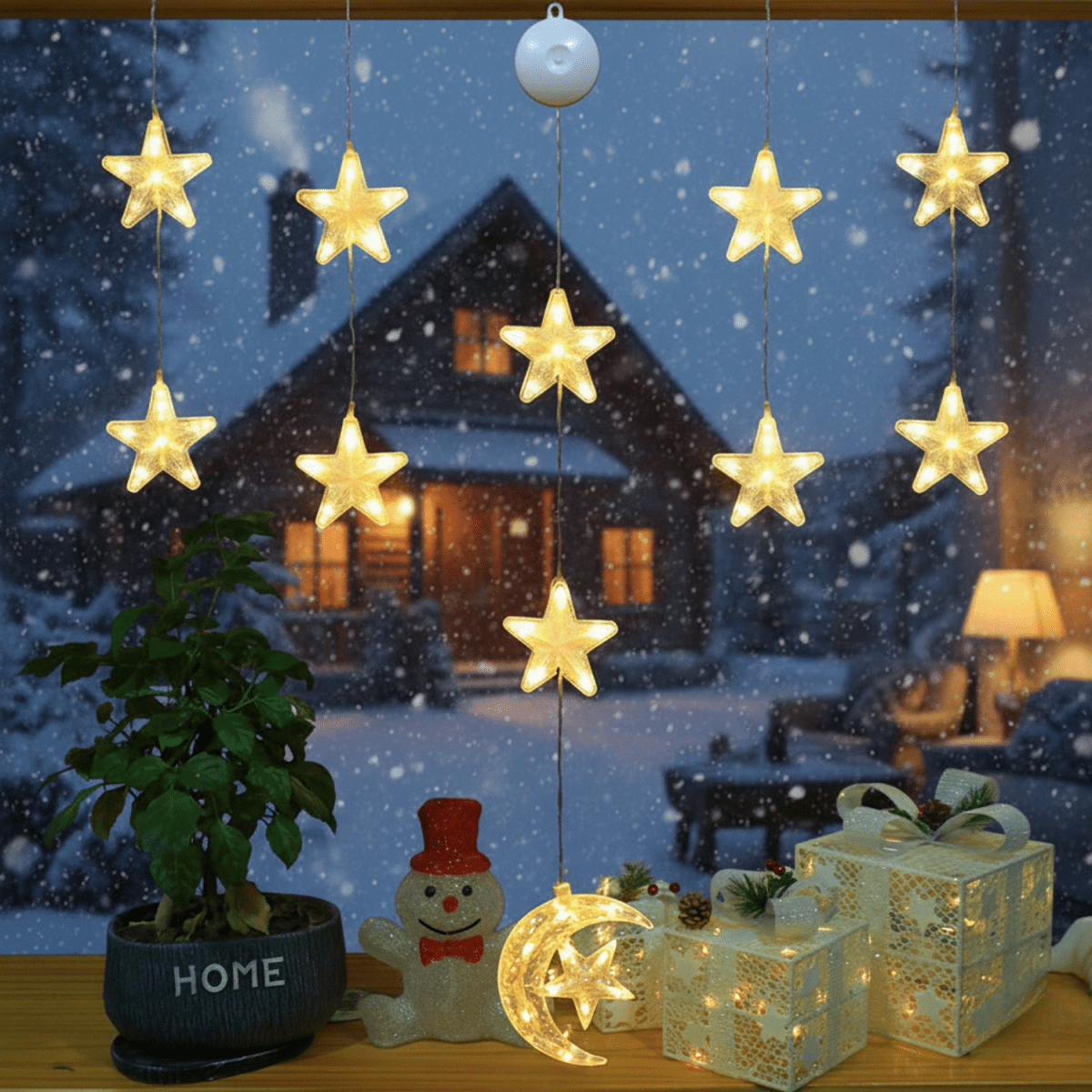 WINTERBEAM – LED Christmas lights with suction cups for glass and mirrors