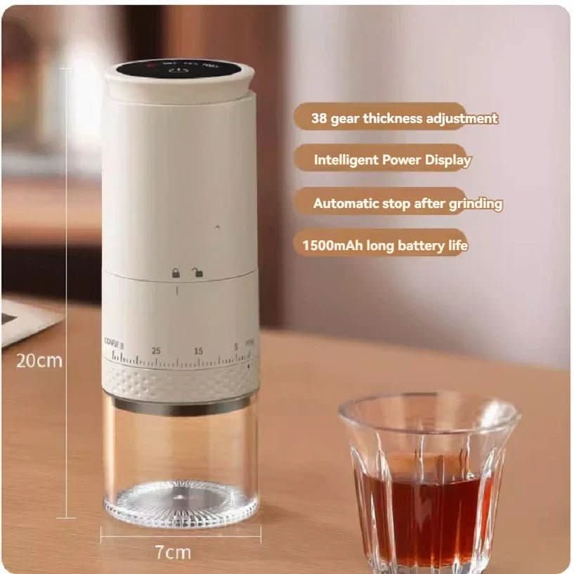 GrindPro – Electric Coffee Grinder with 38 Grinding Levels and USB-C Charging Function