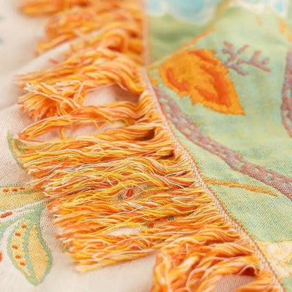 Boho-Chic – Cotton Throw Blanket with Floral Pattern
