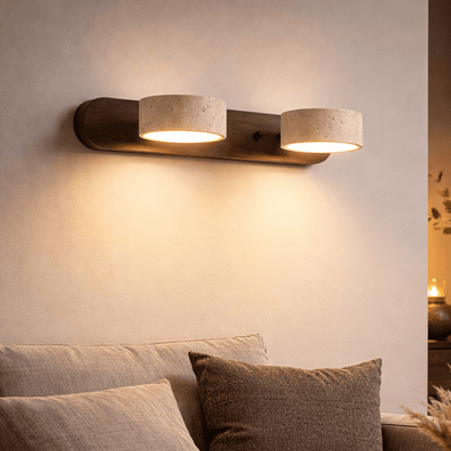 AVERRA – LED wall light made of travertine for architectural luxury