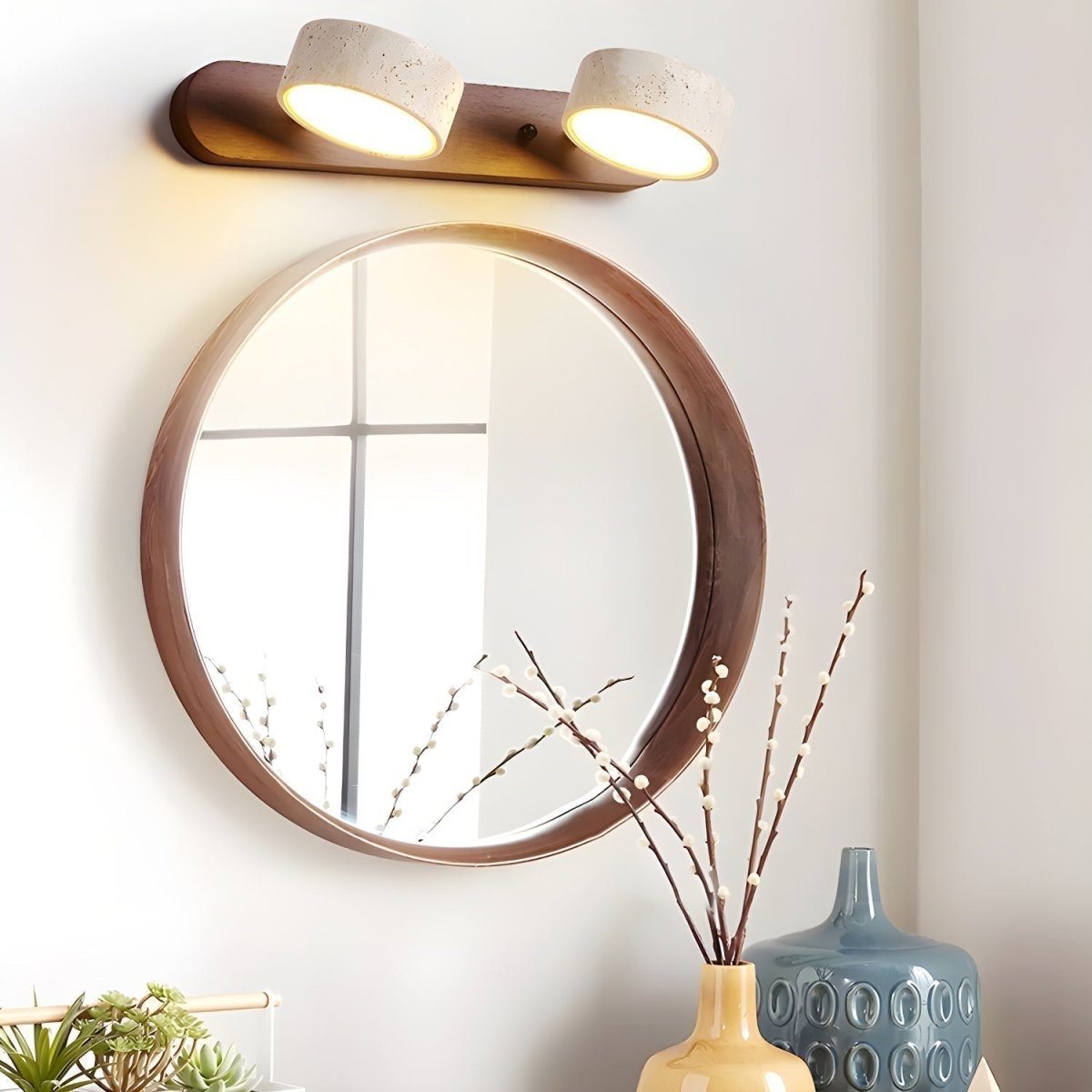 AVERRA – LED wall light made of travertine for architectural luxury