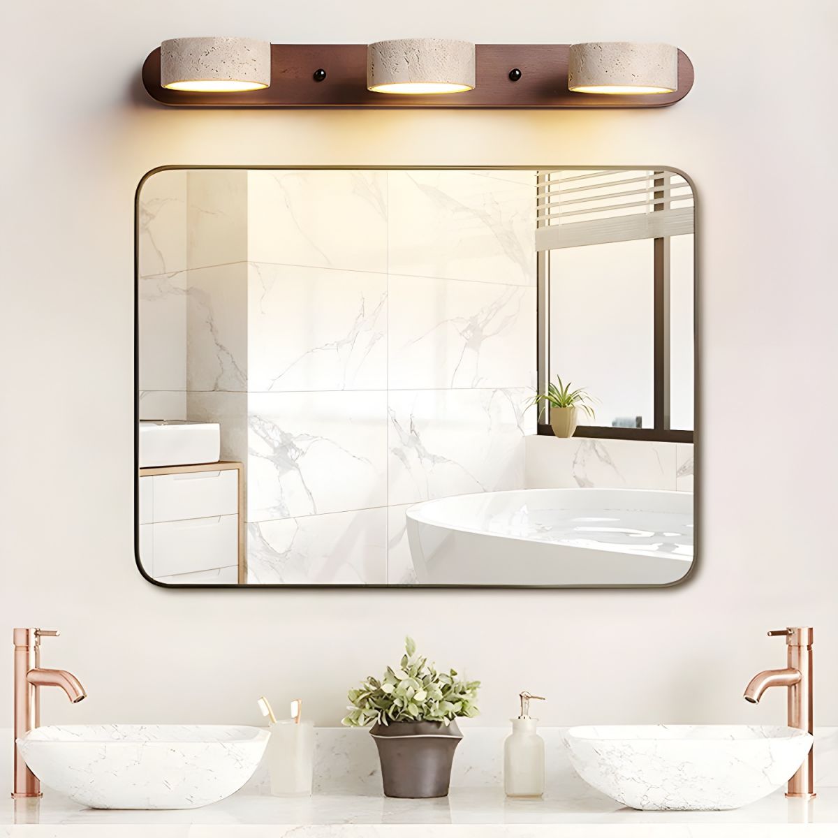 AVERRA – LED wall light made of travertine for architectural luxury