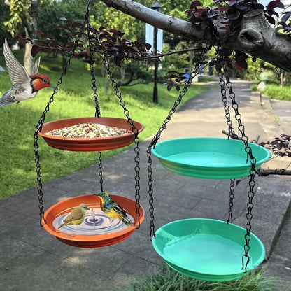 CHAINNEST – Hanging bird feeder with double plates and durable chain construction