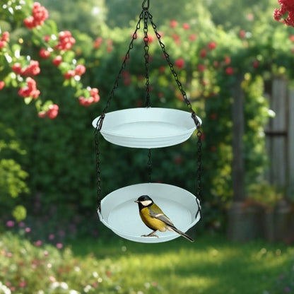 CHAINNEST – Hanging bird feeder with double plates and durable chain construction