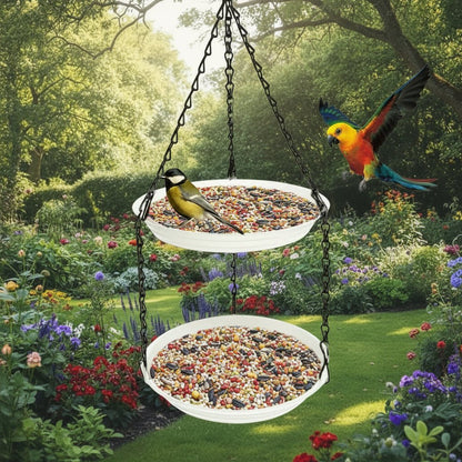 CHAINNEST – Hanging bird feeder with double plates and durable chain construction