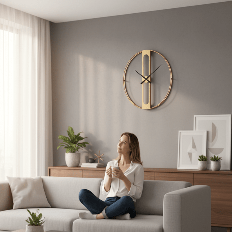 FOCALPOINT – 50cm Gold & Black Metal Wall Clock as Eye-Catcher