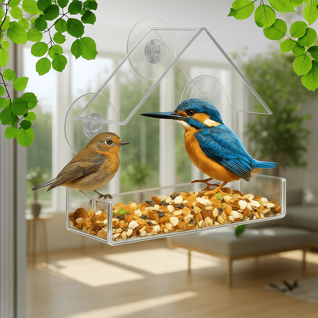 FEEDPEEK – Clear window bird feeder with suction cups