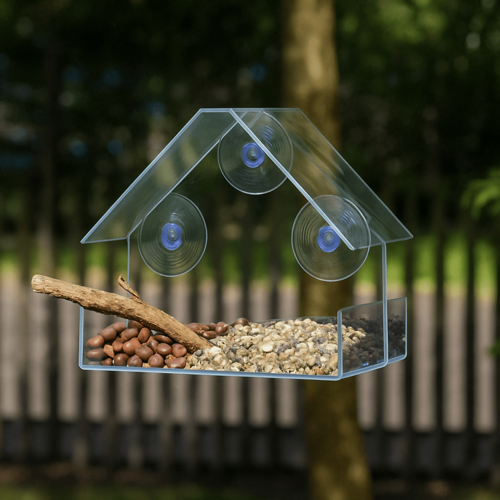FEEDPEEK – Clear window bird feeder with suction cups