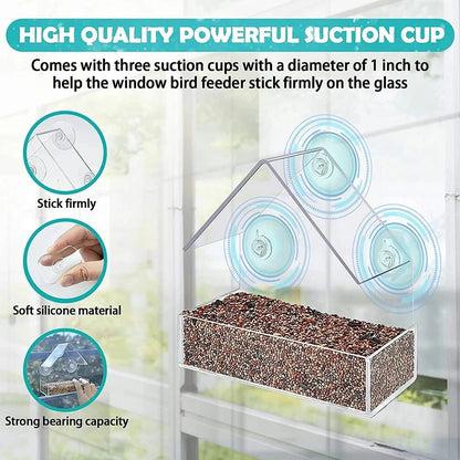FEEDPEEK – Clear window bird feeder with suction cups