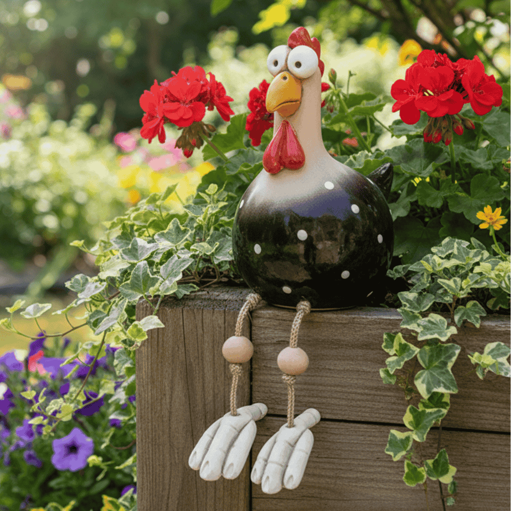 FARMYARD – Chicken figure with large eyes made of weatherproof resin for an attractive garden