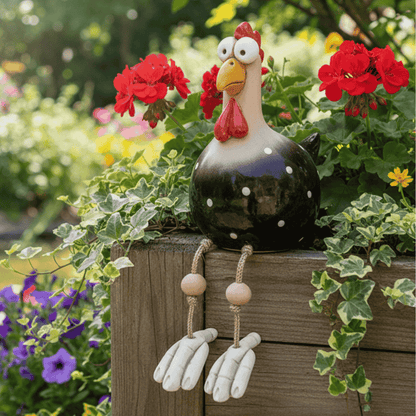 FARMYARD – Chicken figure with large eyes made of weatherproof resin for an attractive garden