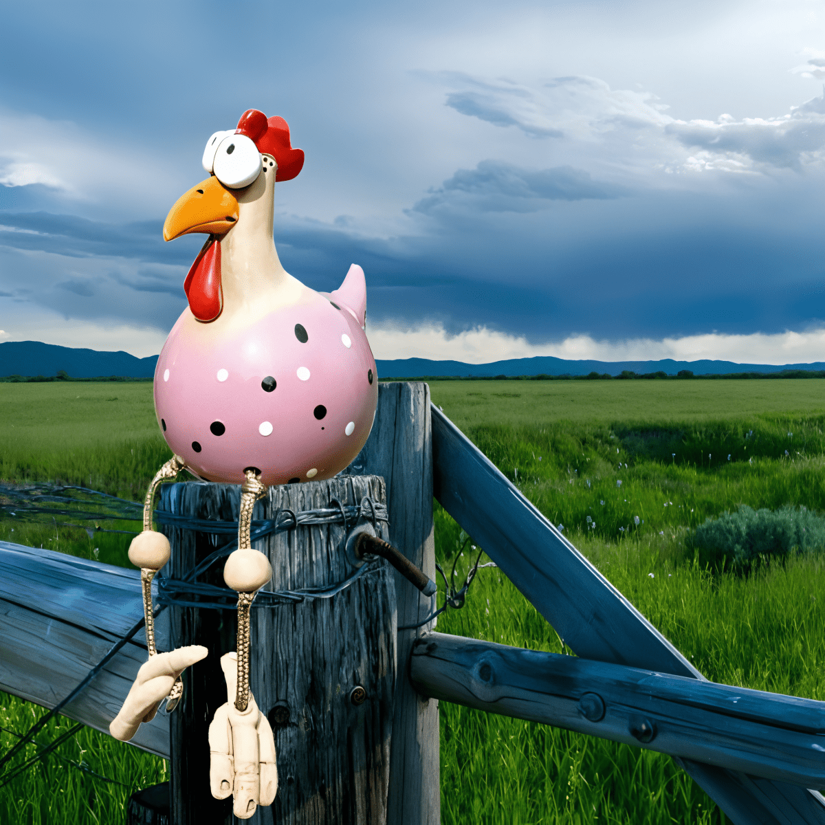 FARMYARD – Chicken figure with large eyes made of weatherproof resin for an attractive garden
