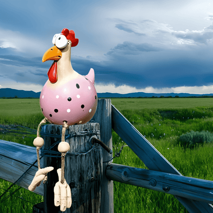 FARMYARD – Chicken figure with large eyes made of weatherproof resin for an attractive garden