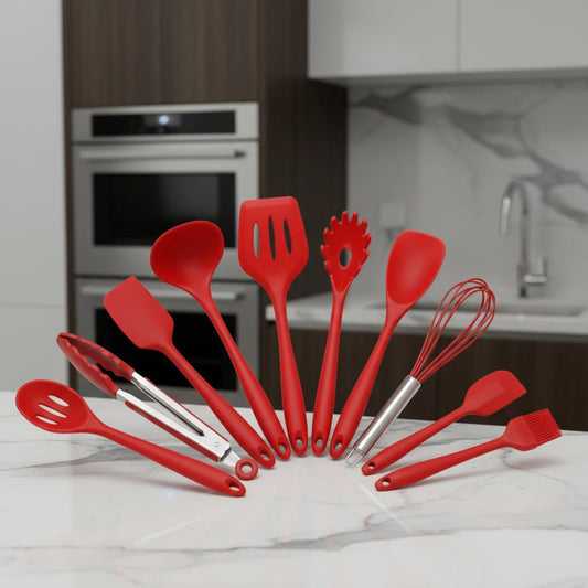 FLARETOOLS – 10-piece Silicone Kitchen Utensil Set for Effortless Cooking
