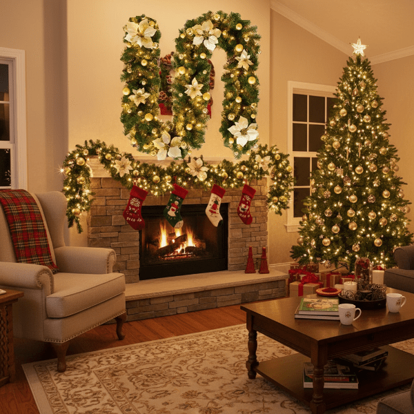 GLOWTWINE – Illuminated Christmas garland made of rattan with warm white LED lights, 2.7 m