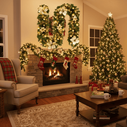 GLOWTWINE – Illuminated Christmas garland made of rattan with warm white LED lights, 2.7 m