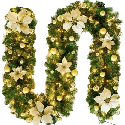 GLOWTWINE – Illuminated Christmas garland made of rattan with warm white LED lights, 2.7 m