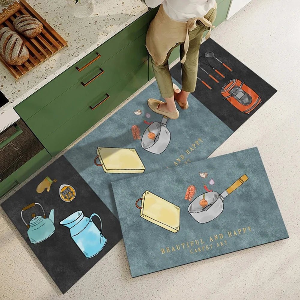 PLUSHLY SERVEMAT – Non-slip kitchen mat made of crystal velvet for elegant living comfort