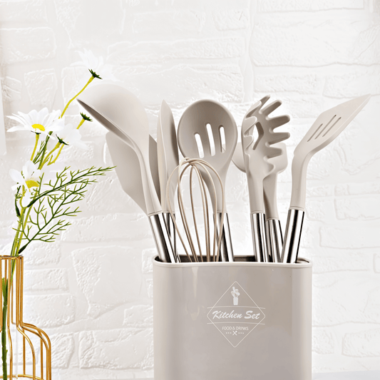 CULINARA PRO - 12-piece silicone kitchen utensil set with stainless steel handles for effortless cooking