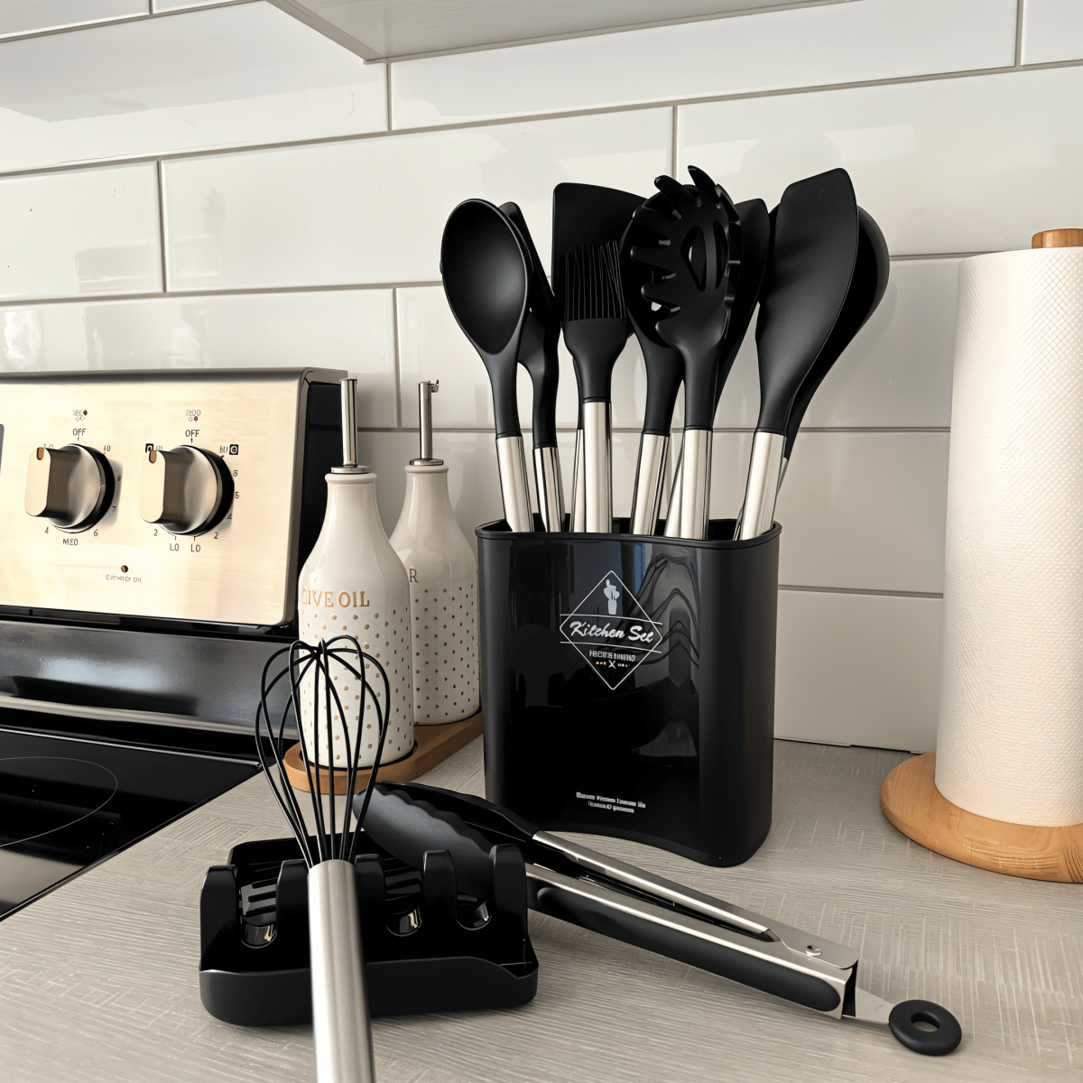CULINARA PRO - 12-piece silicone kitchen utensil set with stainless steel handles for effortless cooking