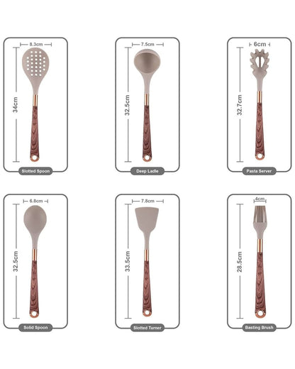 UTENSILIA – Elegant silicone utensil set with handles in wood design