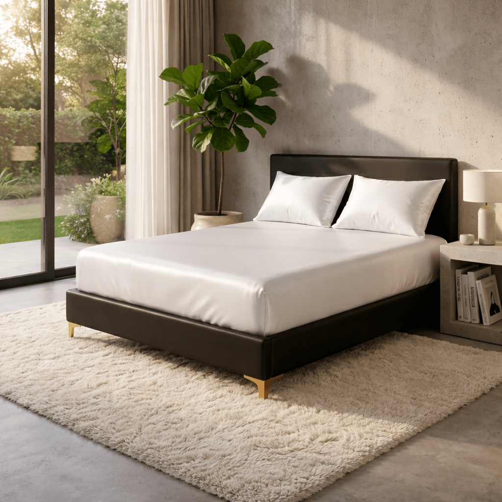 BETTSANFT – Cooling Satin Fitted Sheet for Breathable Comfort in Single Size