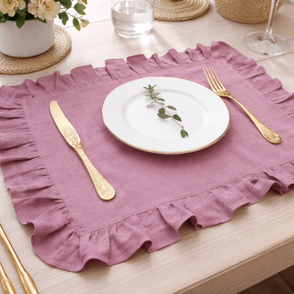 LOOMED LINEN – Handmade Linen Napkin with Fine Ruffled Edge