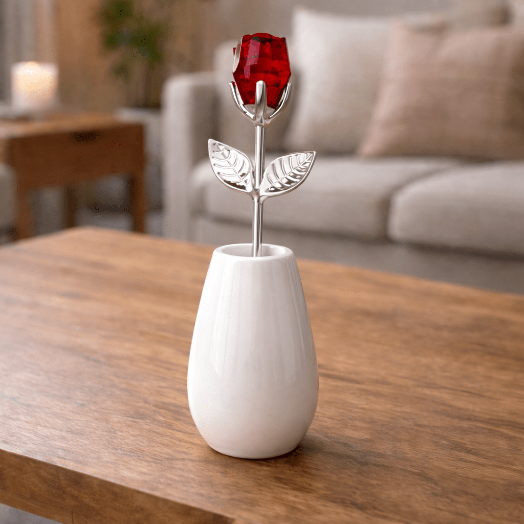 GEMLORA – Elegant Crystal Rose as a Timeless Keepsake with Gold or Silver Stem