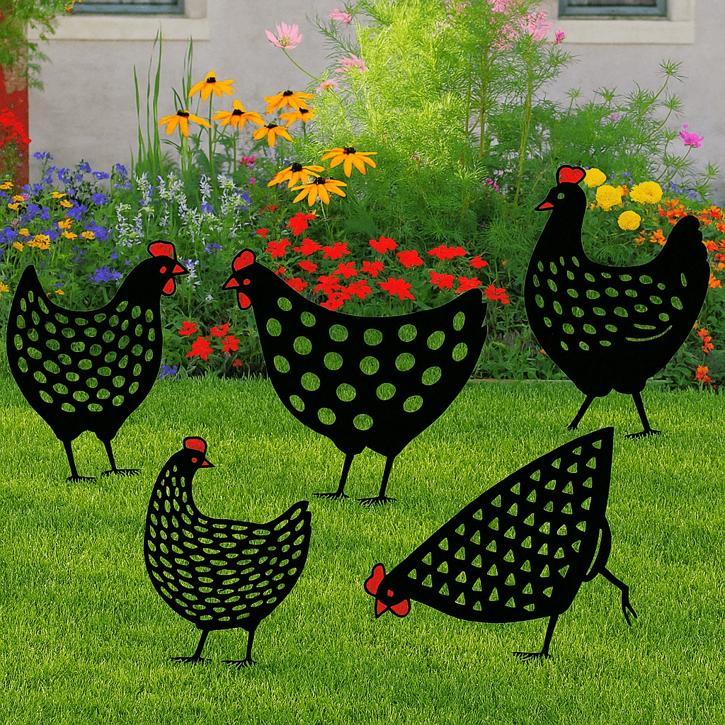 Henvera – Weather-resistant Metal Chicken Decoration for Rustic Gardens