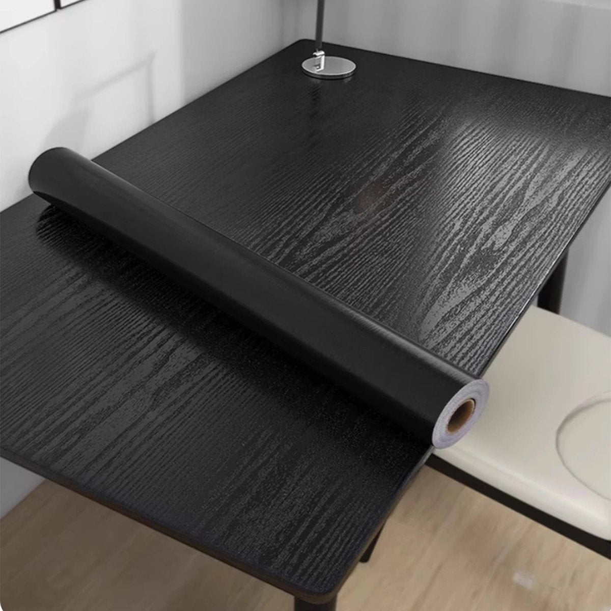URBANDESIGN – Black peel-and-stick wallpaper in wood look for modern interior upgrades