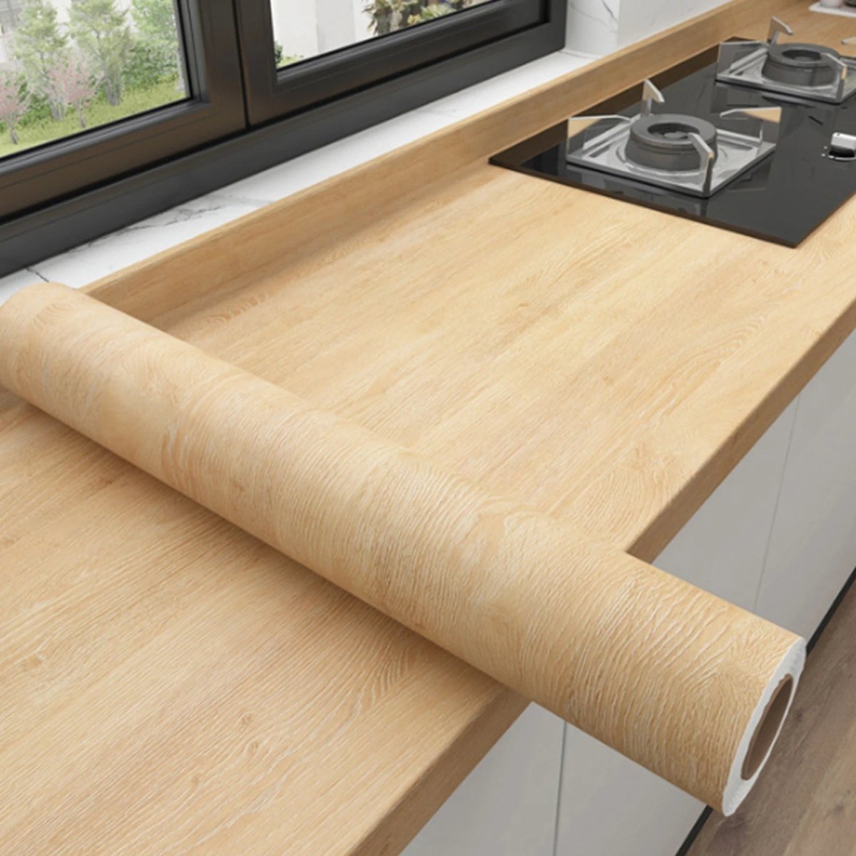 URBANDESIGN – Black peel-and-stick wallpaper in wood look for modern interior upgrades