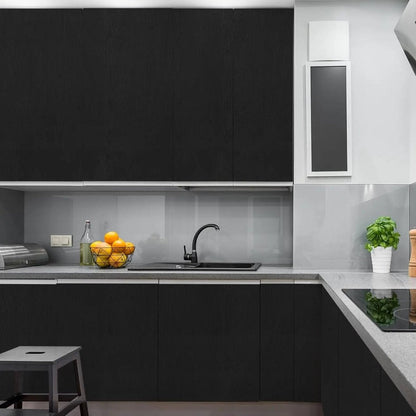 URBANDESIGN – Black peel-and-stick wallpaper in wood look for modern interior upgrades