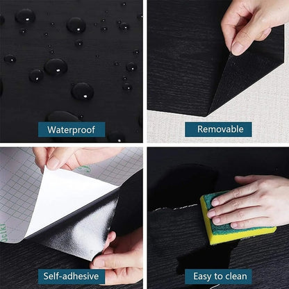 URBANDESIGN – Black peel-and-stick wallpaper in wood look for modern interior upgrades