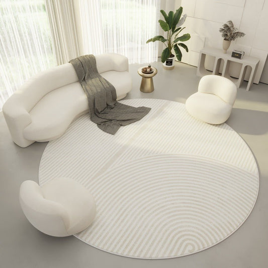ROOMCRAFT – Soft round polyester carpet with subtle geometric accents for home & office