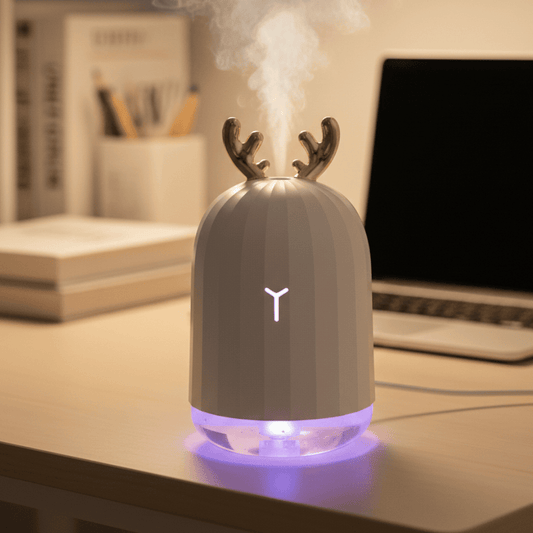 GLOWDEER – Mini Deer Air Humidifier, Ultra-Quiet with Color-Changing LEDs & Automatic Shut-Off