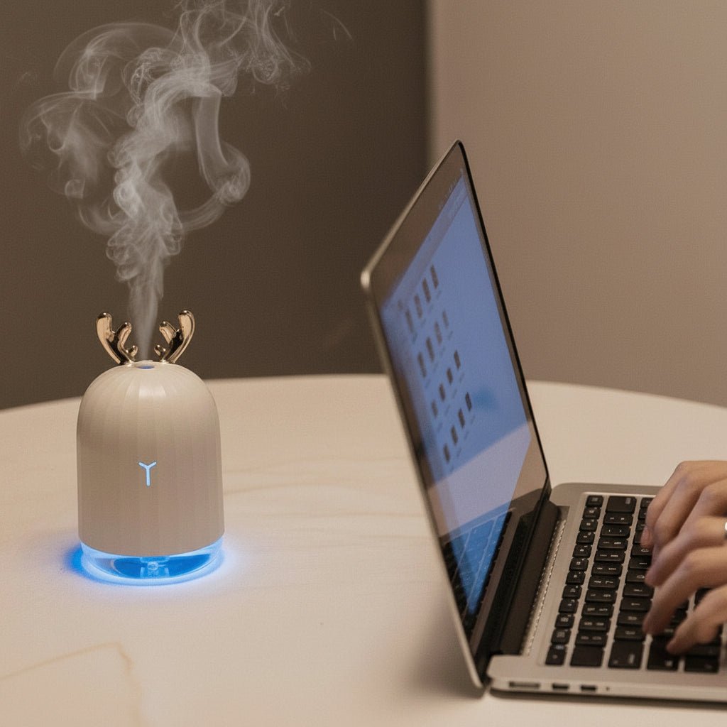 GLOWDEER – Mini Deer Air Humidifier, Ultra-Quiet with Color-Changing LEDs & Automatic Shut-Off