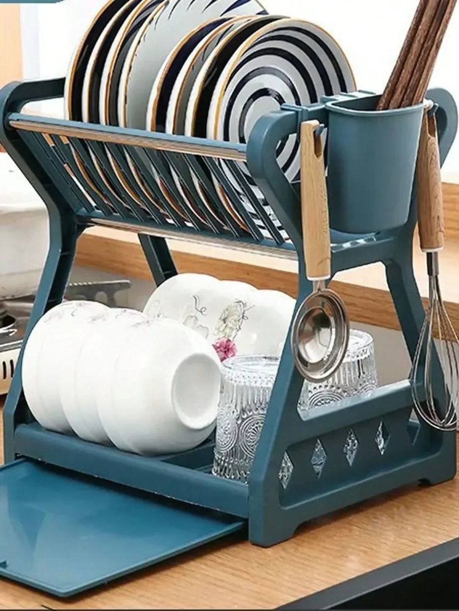 DRAINPRO – Robust 2-Tier Dish Drainer with Drip Tray and Cutlery Holder