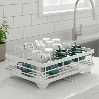 SPACEFLOW – Elegant Dish Drainer – Space-Saving Kitchen Organizer made of Stainless Steel