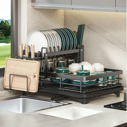 SPACEFLOW – Elegant Dish Drainer – Space-Saving Kitchen Organizer made of Stainless Steel