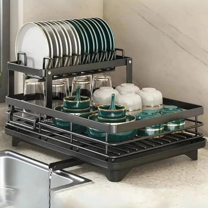 SPACEFLOW – Elegant Dish Drainer – Space-Saving Kitchen Organizer made of Stainless Steel
