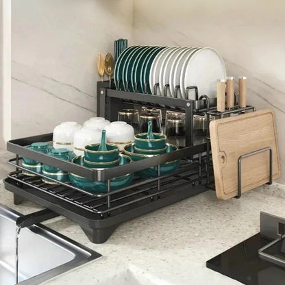 SPACEFLOW – Elegant Dish Drainer – Space-Saving Kitchen Organizer made of Stainless Steel