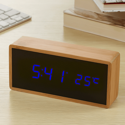 TIMBORA – Minimalist LED Bamboo Alarm Clock with Temperature Display