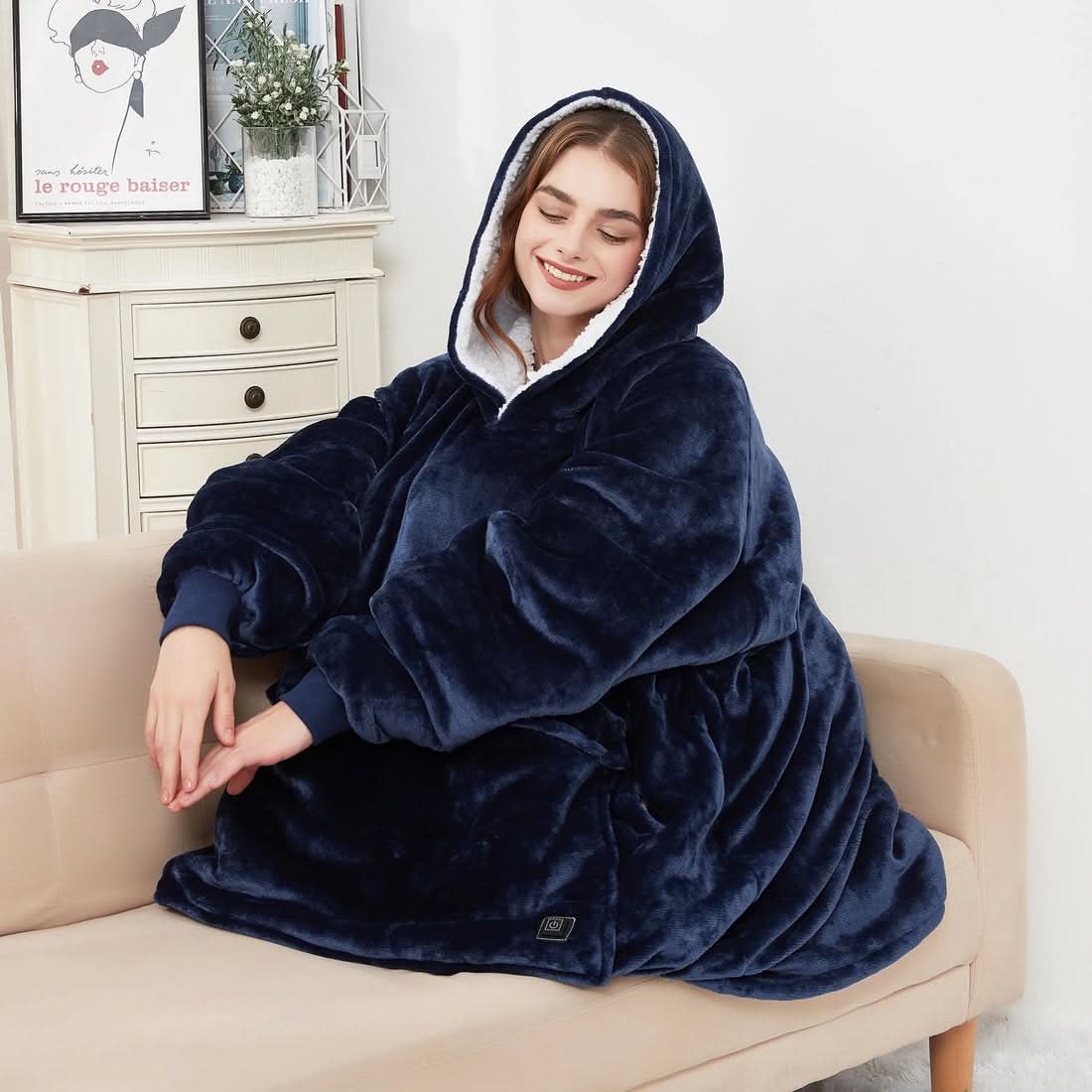 FLEECEFUSE™ USB Heated Hoodie Blanket – Stay Warm Anytime, Anywhere