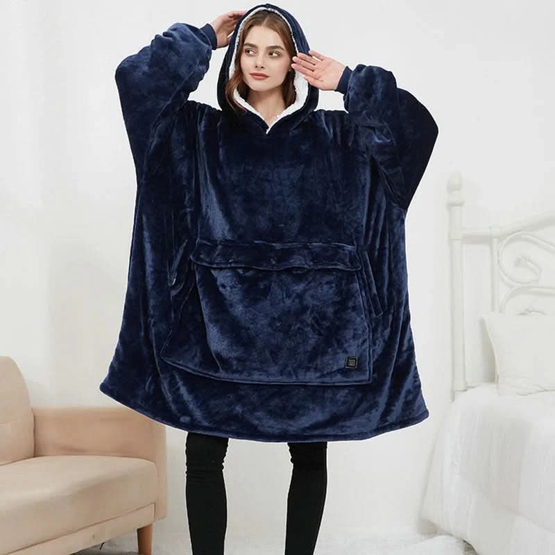 FLEECEFUSE™ USB Heated Hoodie Blanket – Stay Warm Anytime, Anywhere